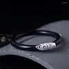 Bangle Amxiu Vintage 925 Sterling Silver Natural Black Ebony Bangles Handgemaakte armbanden voor vrouwelijke mannen Geschenkaccessoires