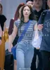 Kvinnors T -skjortor Kpop koreanska kändis kvinnor randiga tees korta ärm streetwear harajuku tshirt lady gothic slim hip hop shirt topp