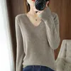 Women's Sweaters Autumn Winter cashmere Sweater Woman V-Neck Pullover Lace collar Hollow Design Casual Knitted Tops Cashmere Female Sweater 230306