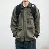 メンズジャケット日本のストリート春アーミーグリーンラペルワークジャケット 2023 原宿カジュアル品質コート服軍事トップス男性