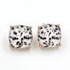 Stud Earrings Arrivals Square Alloy Inlay 3D Resin Leopard Dog Print For Women