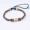 Charm Armband LKO Metal Switch Luck Bead Eight Strands of Rope for Man and Women Armband National Style Thai Hand Rope 230306