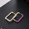 Hoop Earrings Color Rectangle Hip Hop Female Personality Diamond Geometry Exaggerated Stud Colorful ZirconEarrings