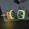 12 Renk Seçenekleri Yüksek Kaliteli 18K Sarı Beyaz Altın Plaed Bling CZ Diamond Studs Küpeler Erkekler İçin Güzel Takı Hediyesi Kadın Hediye