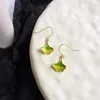 Backs Earrings Green Leaves Clip On No Pierced Ears Hole Yellow Ginkgo Biloba Leaf Geometric Without For Girls