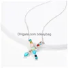 Pendant Necklaces Colorf Charm Sier Necklace Rhinestone Initial 26 Letter Couple Name Valentines Day Gift Wholesalez Drop Delivery J Dhnac