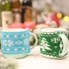Adornos navideños para el hogar, cubierta de taza de lana, árbol, copo de nieve, taza tejida, decoración de mesa de fiesta de año