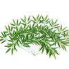 Decorative Flowers 20pcs/lot Artificial Bamboo Leaf Simulation Plastic Silk Cloth Leaves Branches Plant Wedding Home Garden Decorations