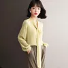 Women's Blouses Chiffon Bow Neck Women Blouse Summer Design 2023 Long-Sleeved Elegant Office Lady Outwear Coats Top Quality