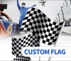 Racing Black and White Grid Hand Signal Flags Chequered Checkered Hand Wave Flags 14x21cm Banner with Flagpole Festival Decoration E0308