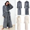 Women's Sleepwear Flannel V-Neck Winter Robe Women&Men Bathorobe With Belt Full Sleeve Warm Negligee Thicken Ultra Colar Fleece Home