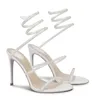 Summer Sexy Renescaovillas Cleo Sandals Shoes Crystal Spiral Wraps High Heel Lady Sandalias Elegant Brand Wedding,Party,Dress,Evening EU35-40