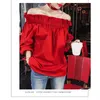 Damskie bluzki moda kobieta seksowna plon topy cuffle vintage bluzka puff rękawy panie shrts z koszuli na ramię blusas mujer e195