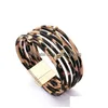 Chain Leopard Leather Bracelets For Women Mtilayer Pu Wide Wrap Bracelet Wristband Cuff Bangle With Magnetic Buckle Jewelry Drop Deli Dhxdy