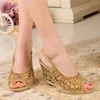 Sandales femmes cheville boucle sangle pompes femme strass dames Peep orteil talon mince femme élégante chaussures de fête chaussures X0015