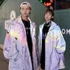 Herrjackor män mode trender geometri reflekterande för par hiphopkläder tonåringar överdimensionerade vindbrytare rock harajuku streetwear