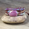 Charm Bracelets Leather Wrap Bracelet Exclusive 3 Strands Natural Stone Multi Color Bohemian Pearls Crystal Weave bracelet wrap Bracelet Gifts 230306