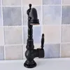 Kitchen Faucets European Black Bronze Retro Carved Basin Rotating Single Handle Hole And Cold Water Tap Brass Faucet /