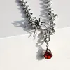 Chaînes gothique rouge cristal araignée gros collier pour femmes Egirl Eboy Y2k bijoux Punk déclaration mode 2023