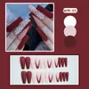 False Nails 24pcs Christmas Fake Set Press On Faux Ongles French Long Coffin Tips DIY Manicure Supplies Red Snowflakes Nail Kit