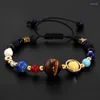 Strand Eight Planets In The Solar System Braided Bracelet Milky Way Guardian Star Natural Stone Beads 20pcs/lot