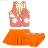 Endelar 3st Kids Girls Tankini Swimewear 2021 Floral Tryckt baddräkt Baddräkt Toppar med botten kjol Set Children Beachwear Outfit W0310