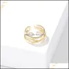 Anelli a fascia Strati Anello Knuckle in rame Curva geometrica Impilabile Temperamento Personalità Aperto Per le donne Finger Bagues Femme Party Jewe Dhl2Z