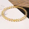 STRAND MOTTO kralen armbanden 6 mm Gepolijst geel glas Bangle Boeddhisme Zes woorden Stretch Joodly Women Pulsera Verjaardagsgeschenken