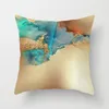 Pillow Nordic Watercolor Gold Blue Texture Print Cover Modern Fashion Decorative Pillows Case Sofa Car Bed Throw