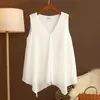 Women s Blouses Shirts Fashion Women Chiffon Ladies Tops Loose Sleeveless V Neck Shirt Blusas Femininas Plus Size M 5XL Female Clothing XZ808 230303