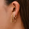 Boucles d'oreilles créoles petit/grand Micro pavé CZ cristal géométrique Rectangle pour femmes mode oreille Piercing bijoux