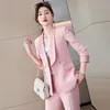 Women's Suits Blazers Elegant Pink Formal Professional Women Business Suits Spring Summer Uniform Styles Office Work Wear Suits Career Interview Set 230306