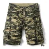 Shorts masculinos cargo de carga masculina de bolso de bolso de algodão de algodão esportivo de joelho de joelho de algodão de algodão