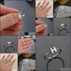 Band Rings Tiny Heart Initial Letter 26 Az Couple Knuckle Ring For Women Men Fashion Adjustable Jewelry Friendship Gifts Drop Deliver Dhheq