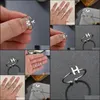 Bandringar Tiny Heart Initial Letter 26 AZ Par Knuckle Ring For Women Men mode Justerbara smycken Friendship Gift Liver leverera dhheq