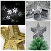 Julekorationer 3D Hollow Star Tree Topper upplyst glittrande med roterande snöflakprojektor Trees Xmas Ornament