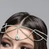 Haarclips Bronrettes Stonefans Crystal voorhoofd Bruid Water Drop Head Chain Headpiece Rhinestone hoofdband voor ornamenten Wedding Party Jood