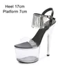 Dress Shoes Brand Women's Large Size Sexy Stripper Heels Sandals Summer High 17cm Waterproof Platform Wedding