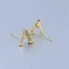 Stud Earrings A - Z 26 Letter Gold Color Women Fashion White Crystal Alphabet Individual Word 1 Pair