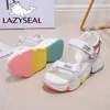 Sandaler Lazyseal Platform Sandaler Kvinnliga sommarkvinnor Tjock Botten Rainbow Sole Hook Loop Shoe Wedge With Open Toe Platform Shoes 230306