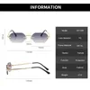 Solglasögon mode vintage rimlösa fyrkantiga kvinnor män 2023 designer resor små ram solglasögon för femalesunglassessunglasses