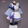 在庫のアニメコスチュームuwowoメイドケキンコスプレは排他的なゲームgenshinインパクトファンアートkeqing maid ver maidドレスガールカムz0301