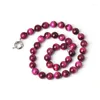 Chains Pink Mix Up Lilac Color And Smooth Add Distinct In Rose Tiger Stone 10 MM Necklace.The Gift For Women