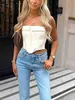 Kvinnors stickor Tees Women Corset Bandeau Topps Solid Color Summer Casual Axless dragkedja ärmlös Off-Shoulder Crop Tops Streetwear Y2K W0306