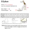 Sandals Eilyken Summer Silver Gold Peep Toe High Heel Sandals Sexy Buckle Strap Ankle-wrap Ladies Club Women Stripper Shoes 230306