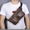 Waist Bags Quality Leather Casual Fashion Fanny Belt Bag Chest Pack Sling Design Travel Phone Cigarette Case For Men 811-10-d