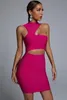 Casual Dresses High Quality Rosered Color Women Sleeveless Sexy Holes Bodycon Mini Dress Rayon Bandage Fashion Nightclub Party Celebrate