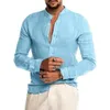 Męskie koszule męskie mody męski swobodny stały kolor koszulki pullover guzika lniana bawełniana wygodna koszula z długim rękawem 230306