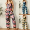 Spodnie damskie Capris Kobiety Jumpsuits Summer kombinezon wielokolorowy styl etniczny kwadratowy szyjka bezkształcone rompery z kieszeniami dla dziewcząt