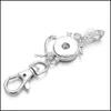 키 체인 끈 18mm 금속 모조 다이아몬드 스냅 버튼 키링 펜던트 레이아드 여성 선물 드롭 배달 패션 액세서리 DHXDC